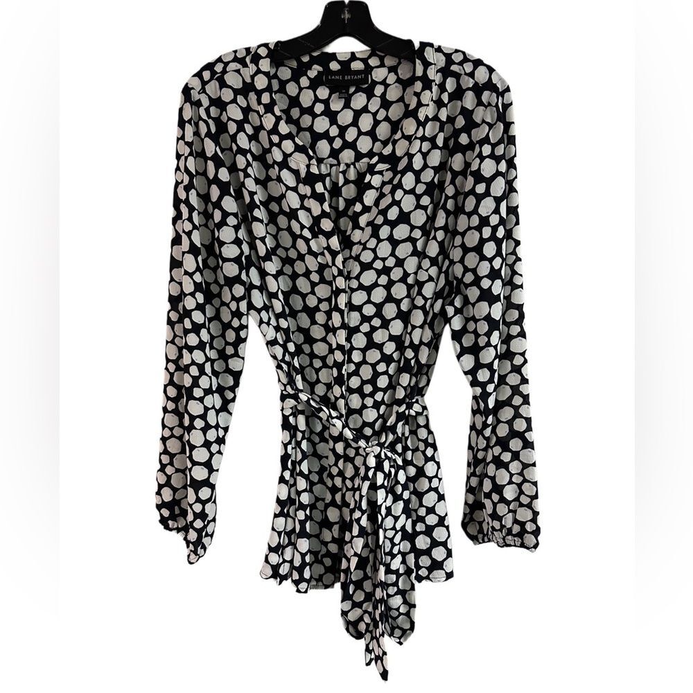 Lane Bryant Polka Dot Belted Top Size 16